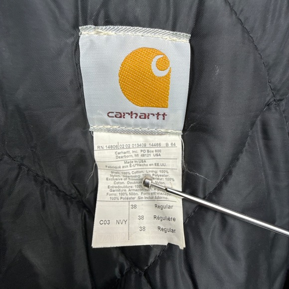 Carhartt Arctic Jacket‎ Nylon Quilt Lined Mens Small C03 NVY Navy Blue - Picture 4 of 15